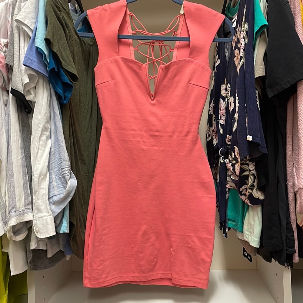 Coral Fitted Dress